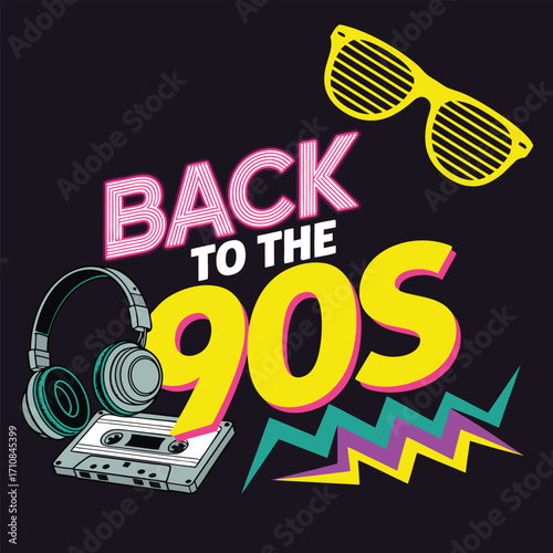 Retro graphic design celebrating the nineties back to the nineties