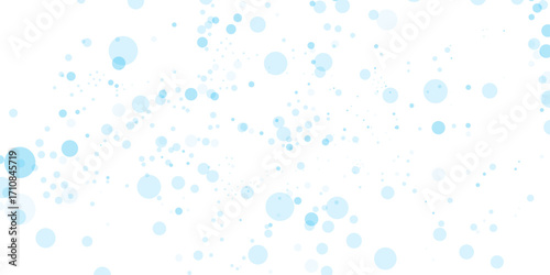 Blue water drops and vector bubbles create a cold winter pattern on a textured glass background