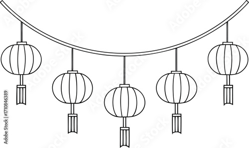  lantern festival and mid autumn festival outline icon