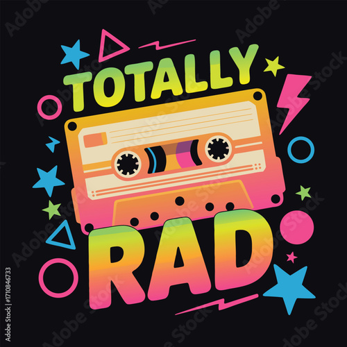 Totally rad retro cassette tape graphic eighties graphic design
