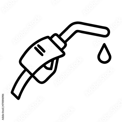 Fuel pump nozzle with drop outline vector illustration for gas station and petrol industry concept design