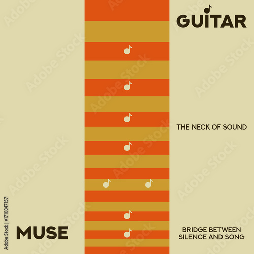Guitar Fretboard Vector Illustration. Music background. Guitar neck. 