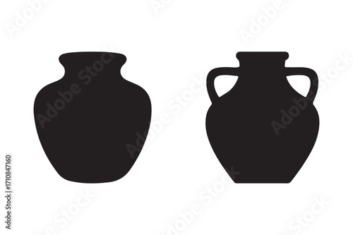 Silhouettes of two ancient greek amphorae vases