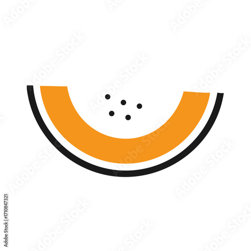 Cantaloupe slice vector illustration, fresh fruit, healthy eating, summer fruit, orange melon, seeds isolated