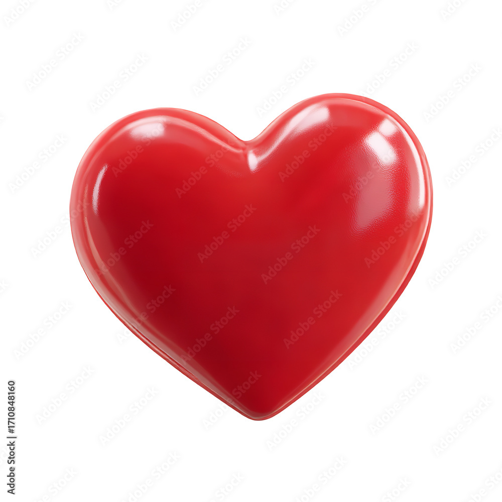 Fototapeta premium Photo of a glossy red heart shape isolated on transparent background, symbolizing love, romance, and affection, perfect for valentines day or any celebration of love