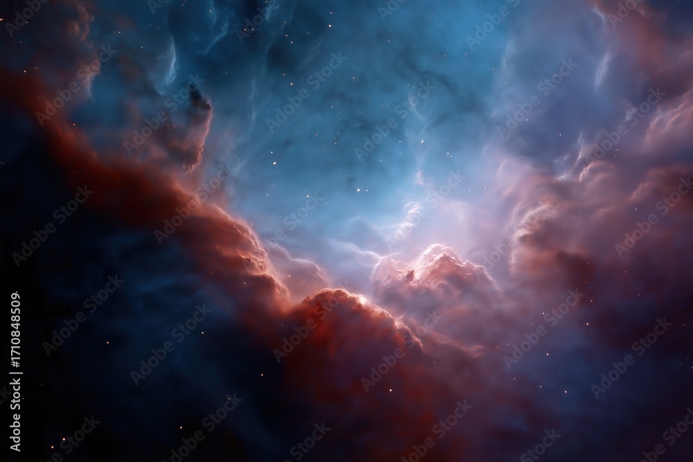 Obraz premium Stunning cosmic nebula: vibrant interstellar clouds and celestial wonders