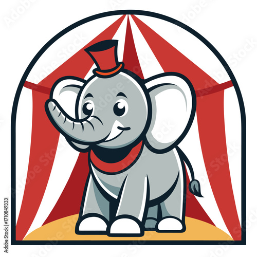 Playful Circus Ringmaster Elephant Mascot