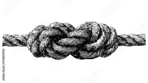 Professional Black and White Rope Stencil Design with Knots and Grunge
