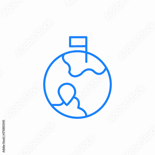 globe flag travel icon sign vector
