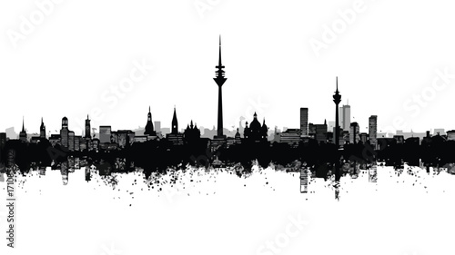 Skyline of Munich Black Vector Silhouette for Professional Designs