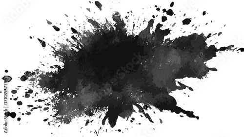 Elegant Black Watercolor Splash Brush Stock Grunge Image