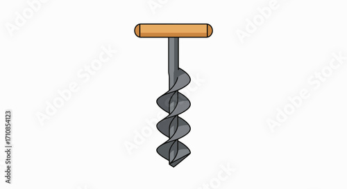 Hand-Crank Auger Drill: Rustic Charm, DIY Tool Icon