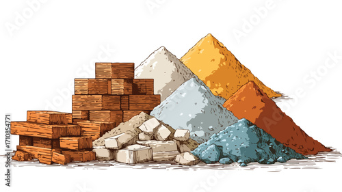 Versatile Building Material Piles - Professional Construction Supplies