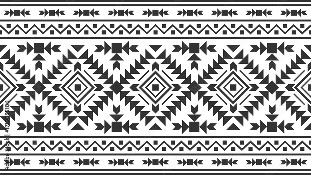 Ethnic pattern seamless geometric design. Traditional design for background, carpet, wallpaper, clothes, wrapping cloth, batik. Vector illustration.