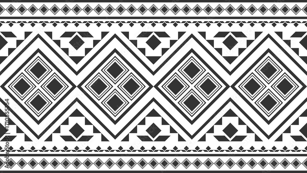 Ethnic pattern seamless geometric design. Traditional design for background, carpet, wallpaper, clothes, wrapping cloth, batik. Vector illustration.