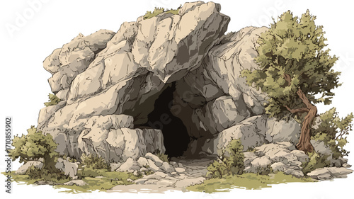 Cave Vector Illustration Isolated on White Background for Graphic Design Projects
