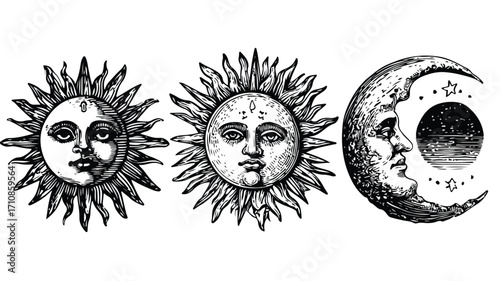 Cosmic Tarot Stencil Collection with Sun and Moon Elements