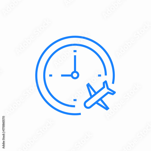 airplane clock flight icon sign vector