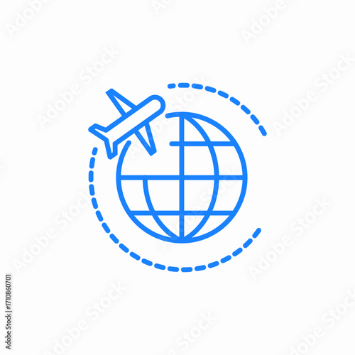 airplane globe travel icon sign vector
