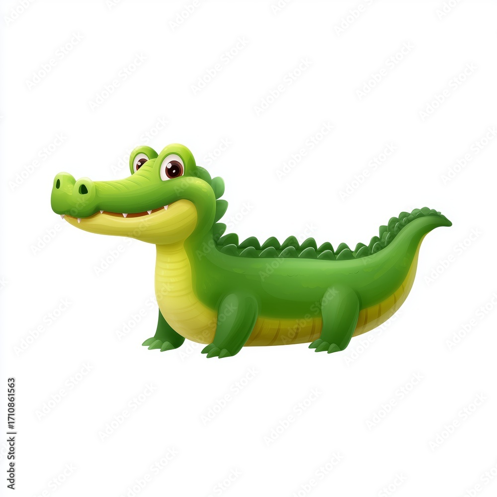 Fototapeta premium Playful cartoon crocodile character bright green design digital art whimsical environment fun viewpoint creative concept