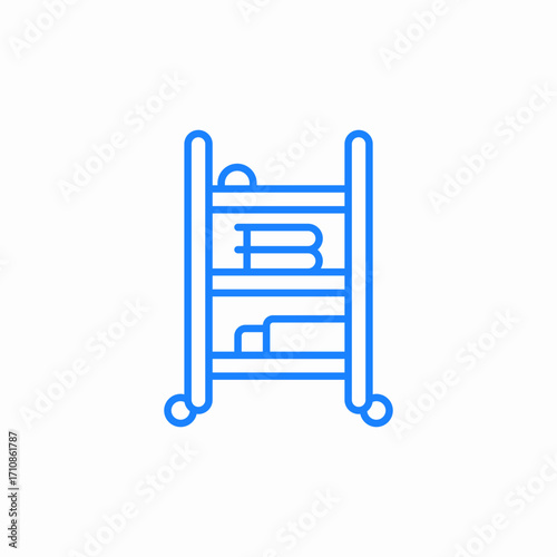 bookshelf rolling wheels icon sign vector