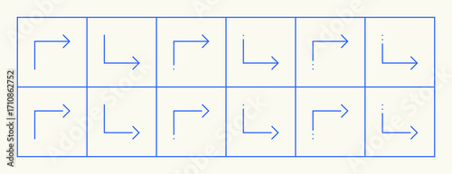 Arrow icon set. Different direction arrows, direction, navigation, way-finding, forward, upward, crossroad, turn right and more.
