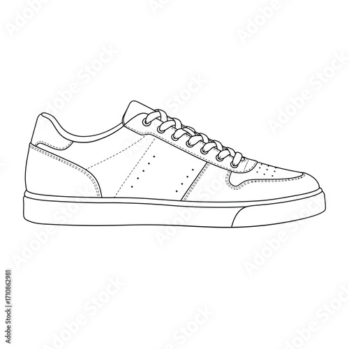 Sport Sneaker Shoe Outline Vector Illustration