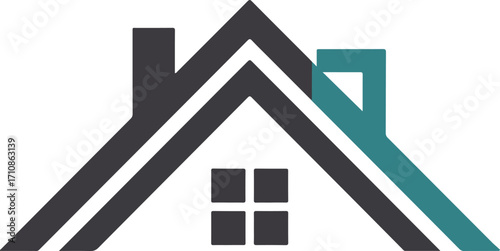 Stylized Modern Home Roof and Chimney Logo