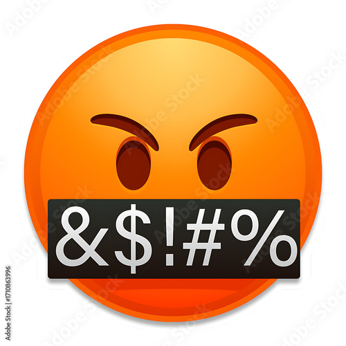 Angry Swearing Emoji with Censored Mouth Symbol