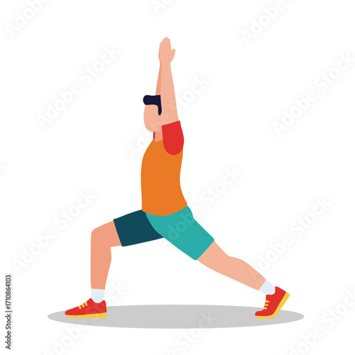 Flat vector illustration of man stretching yoga pose
