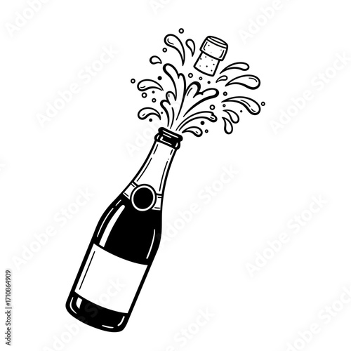 Champagne Bottle Popping Icon – Celebration and Party Symbol