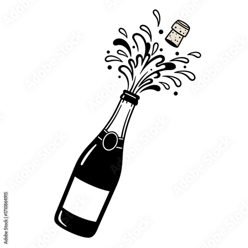 Champagne Bottle Popping Icon – Celebration and Party Symbol