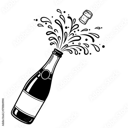 Champagne Bottle Popping Icon – Celebration and Party Symbol