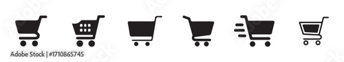 Shopping cart icon set, outline shopping cart. linear trolley symbol, buy and sale symbol, vector illustration EPS 10.