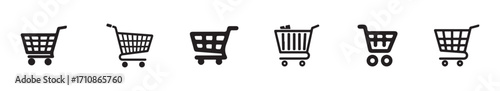 Shopping cart icon set, outline shopping cart. linear trolley symbol, buy and sale symbol, vector illustration EPS 10.