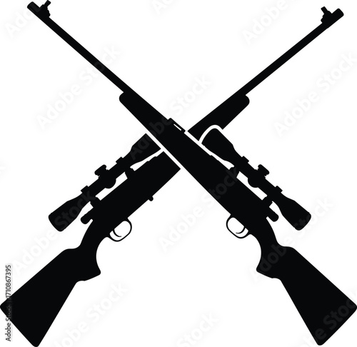 Two crossed rifles with scopes silhouette