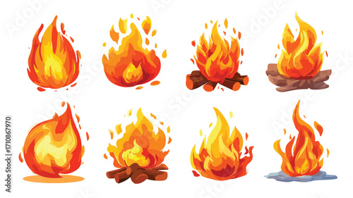 Burning Flame Emoji Cartoon Illustration - Campfire Hot Image