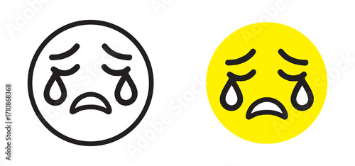 Set of bad mood and sadness emojis faces icon. vector illustration EPS 10.