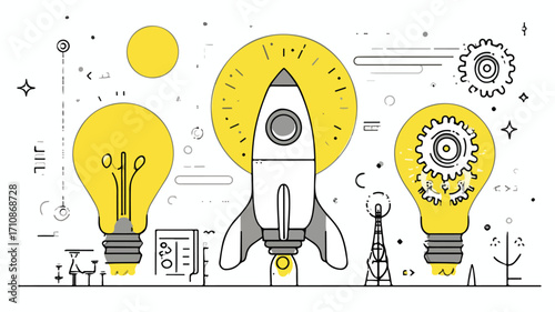 Innovation Concept with Lightbulb in Flat Vector Style