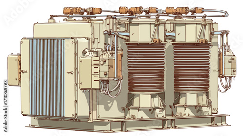 High-Voltage Power Transformer in Flat Vector Design