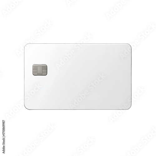 Photo of a blank white credit card with a chip, isolated on a transparent background