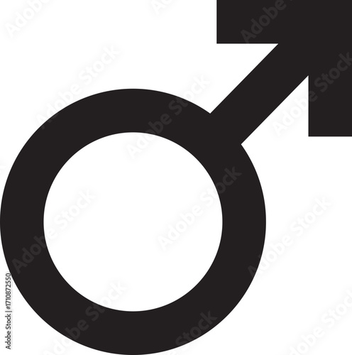 Male gender symbol icon. Gender identity sign isolated on transparent background. Masculine gender symbol icon for design and web. Vector illustration.