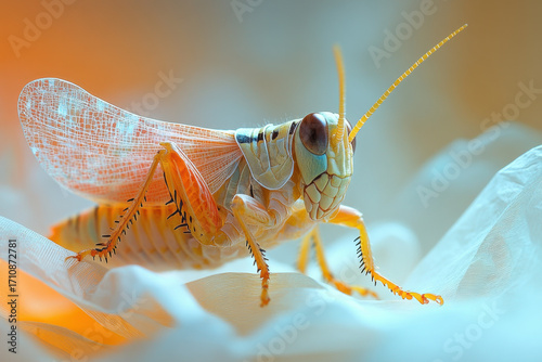 Close-up photo of an insect on a white surface.