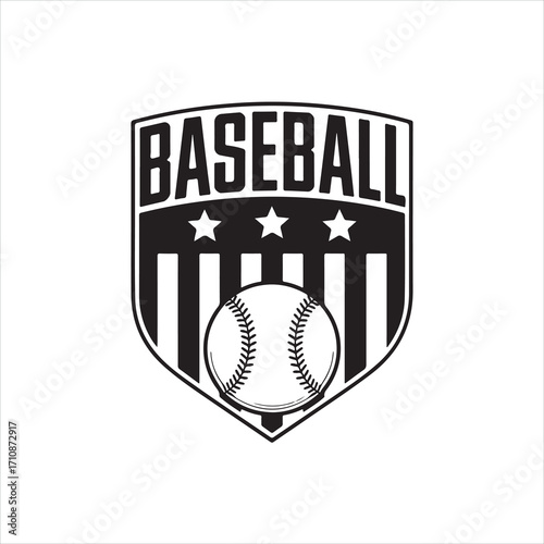 Baseball emblem design with ball icon and badge illustration