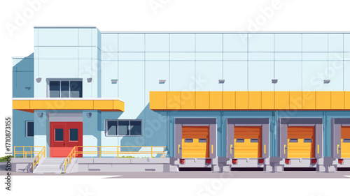 Modern Warehouse Building with Loading Dock - Industrial Real Estate and Logistics Concept