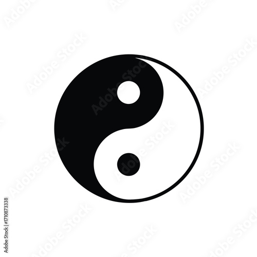 Vector art of the yin and yang symbol represents balance and harmony, isolated on white background