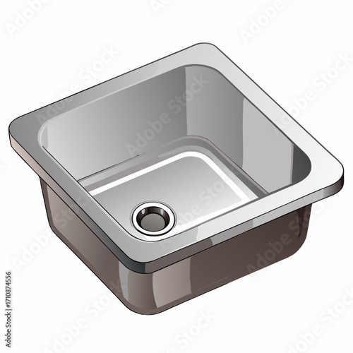 3d render of a stainless steel sink