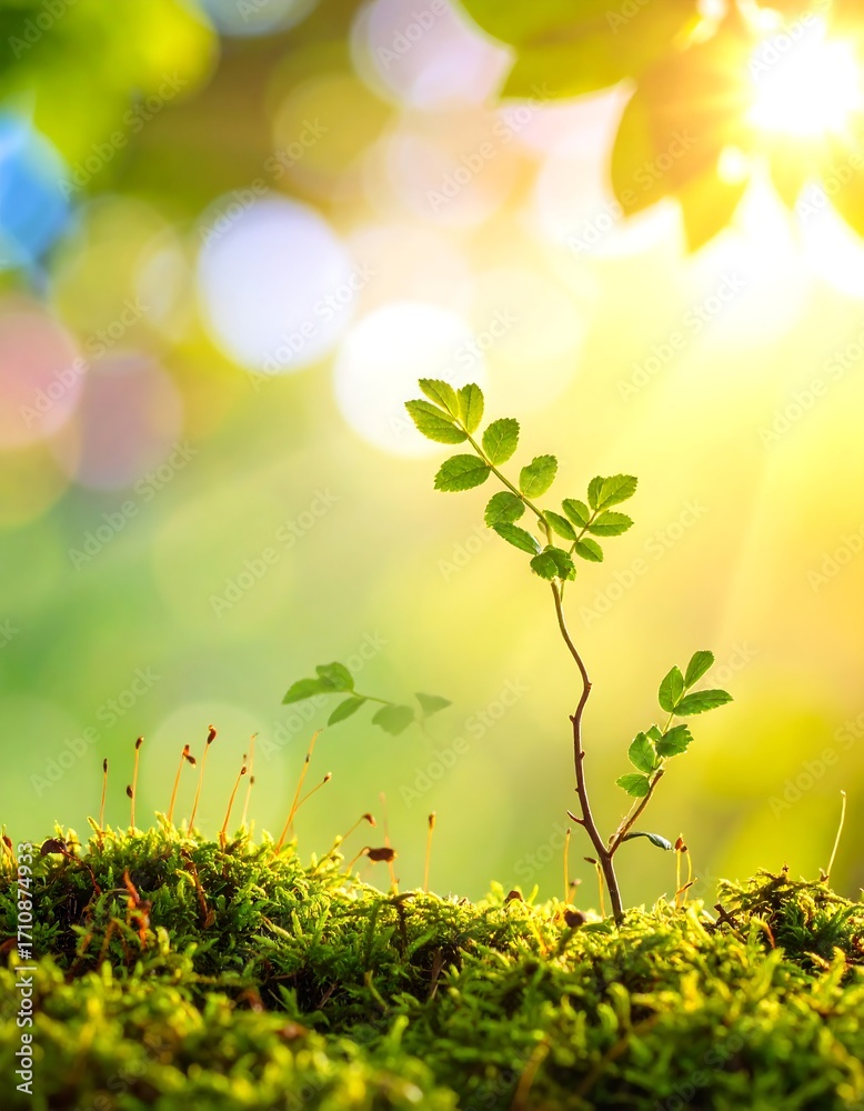 Obraz premium Sprout emerging from moss