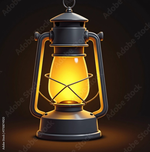 Illuminated Lantern: A vintage lantern glows brightly, casting a warm light in a dark space, symbolizing guidance and hope in a challenging moment. 