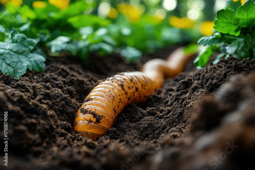 Caterpillar crawling on a leaf.
